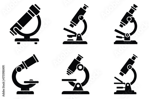 Microscope silhuette vector icon set