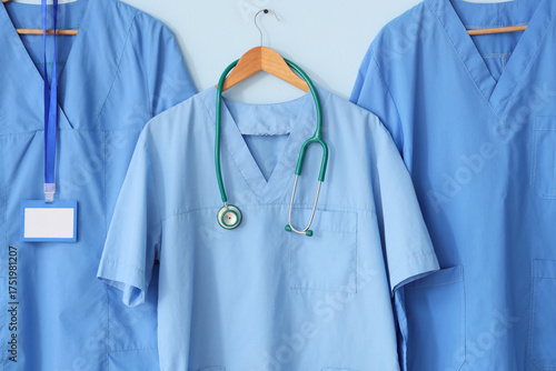 Blue medical uniforms with ...