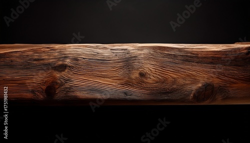 Rustic Wood Beam On Black Background For Design And Decor