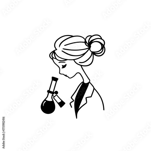 Scientist. Scientist simple black and white line art vector logo