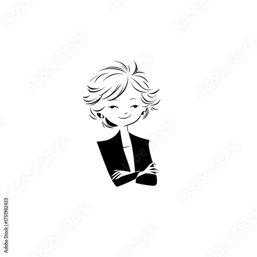 President. President simple black and white line art vector logo