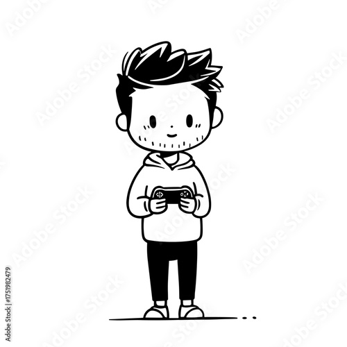 YouTuber. YouTuber simple black and white line art vector logo