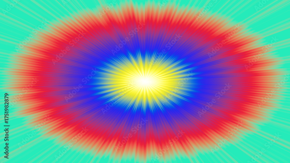 Obraz premium Super Bright Pop Art Radial Burst in Primary and Neon Colors.