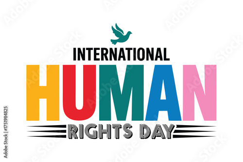 International Human Rights Day Dove and Text Graphic