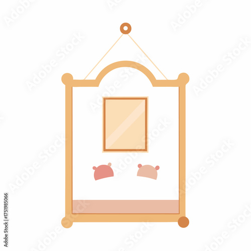 Soft gold frame vector on white background.