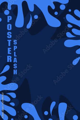 A bold poster background design featuring blue splash paint on a dark background in vector style. Suitable for flyers, posters, banners, music events, and modern advertising template