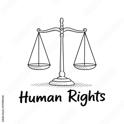 Scales of Justice and Human Rights Symbol