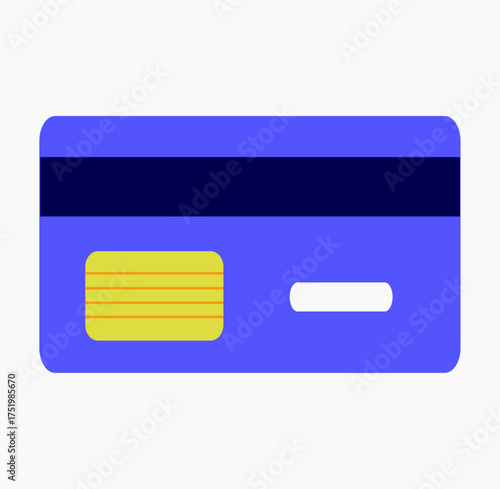 Minimalist Credit Card — Blue and Yellow Flat Vector Illustration