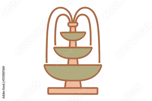 Tiered outdoor water fountain with flowing water streams and simple modern design