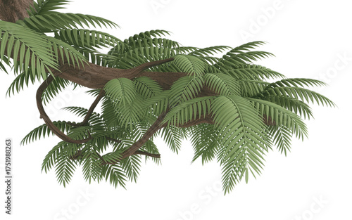 Lush tropical palm fronds cascading with vibrant green leaves, perfect for travel, vacation, and exotic lifestyle projects