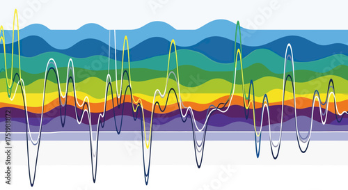 Colorful Abstract Waveform Design with Layered Rainbow Color Scheme