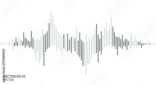 Abstract Sound Waveform Graphic with Vertical Lines in Gray and Green Tones