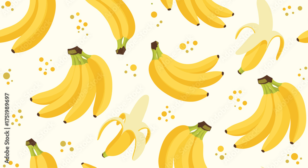 Fototapeta premium A delicious and vibrant seamless pattern of ripe bananas.