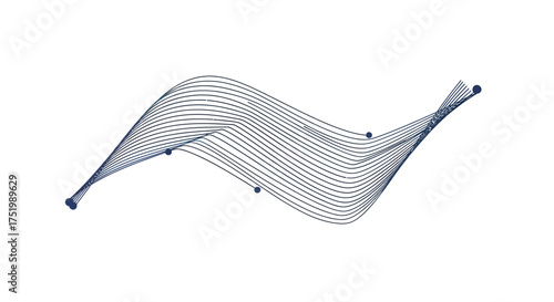 Abstract dark blue wavy lines creating a fluid, dynamic shape with control points.