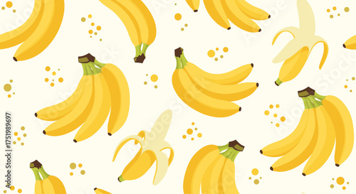 A delicious and vibrant seamless pattern of ripe bananas.