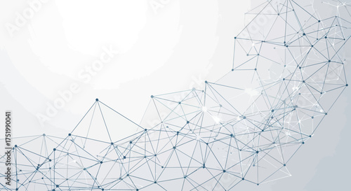 Abstract blue-gray polygonal network of interconnected thin lines and nodes on a light background.