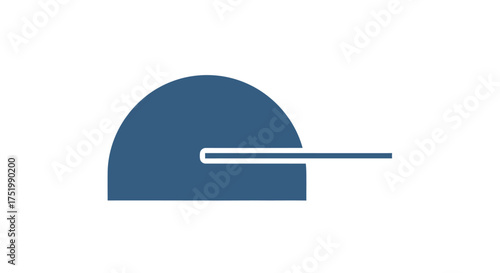 Abstract dark blue geometric shape, semicircular form with horizontal line, modern graphic design element, minimalist icon.