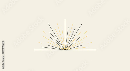 Minimalist Sunburst Rays Emanating from Horizon Line