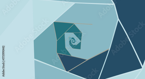 Abstract Geometric Spiral Design with Cool Blue and Teal Tones