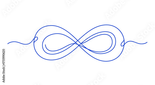 Blue Infinity Symbol with Continuous Line Art Style on White Background