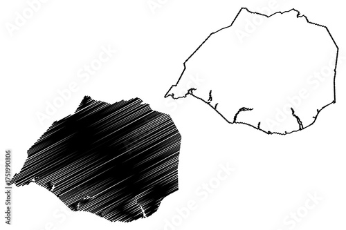 Southern Region (Iceland island, Regions of Iceland) map vector illustration, scribble sketch Suourland map