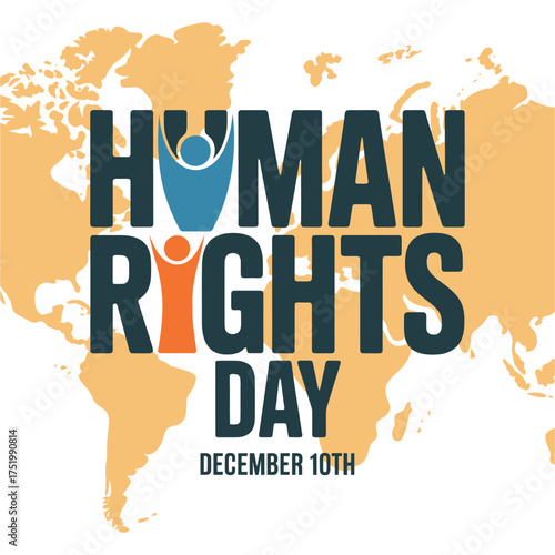Human Rights Day Celebration with World Map and Figures