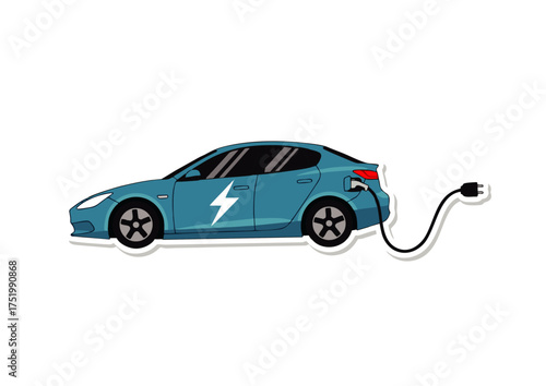 Eco-friendly electric car charging, illustrating clean energy for transportation with a lightning bolt symbol