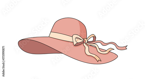 A stylish pink wide brim hat with a bow detail for sun protection.