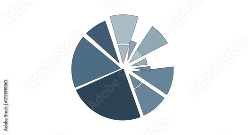Abstract radial chart with varying blue shades and segment sizes