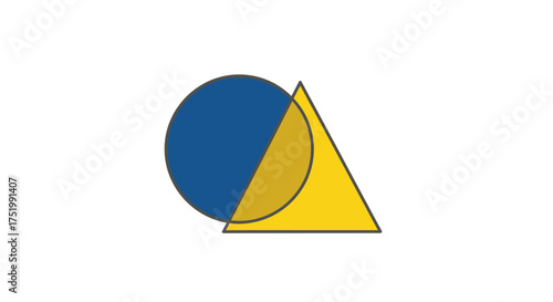 Geometric Shapes: Blue Circle and Yellow Triangle Overlapping Design