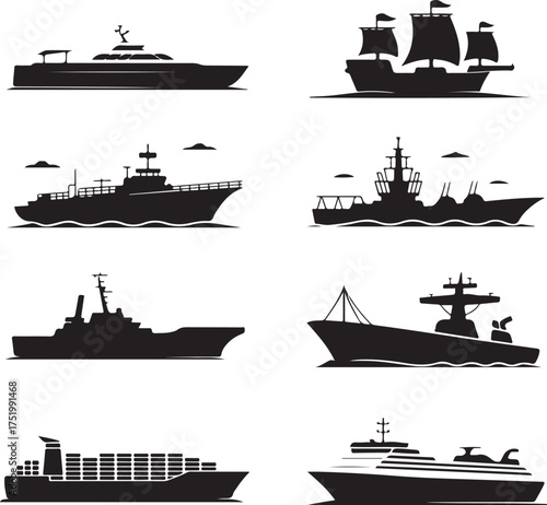 silhouettes of ships