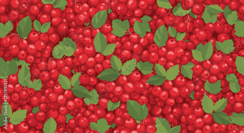 A bountiful harvest of ripe red currants with vibrant green leaves.