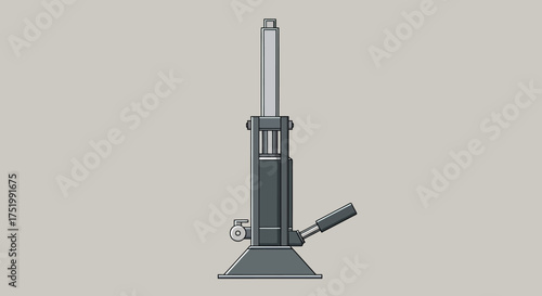 Gray Hydraulic Bottle Jack Illustration with Handle and Square Top