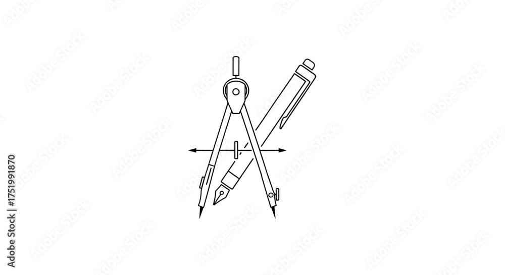 Obraz premium Precision Drawing Tools: Compass and Pen for Geometric Design