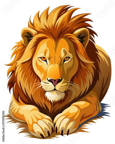 Lion,sleeping , real print Style, white background