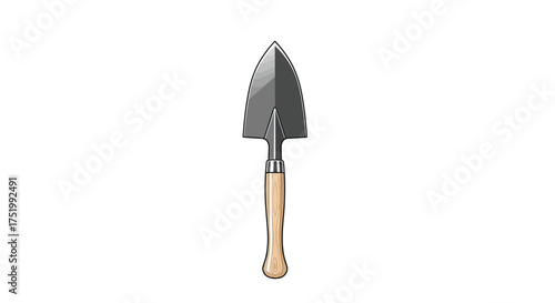 Cartoon-Style Garden Trowel with Wooden Handle and Steel Blade