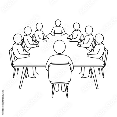 Business meeting with people sitting around a table adult agreement