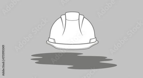 White Hard Hat with Shadow on Gray Background