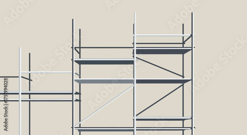 Minimalist Scaffolding Structure with Geometric Lines and Tones