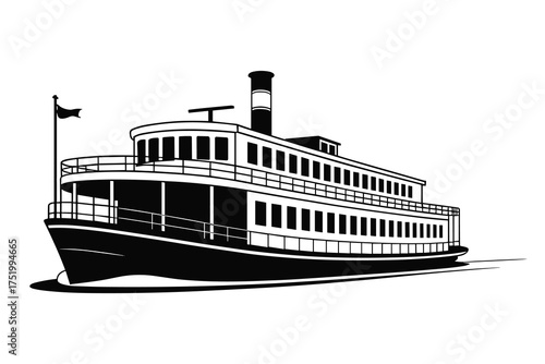 Steamboat Vector Illustration: Historic River Vessel for Nautical Transportation