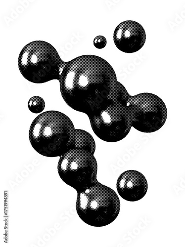 Mercury Blobs Design Elements with Halftone Effect