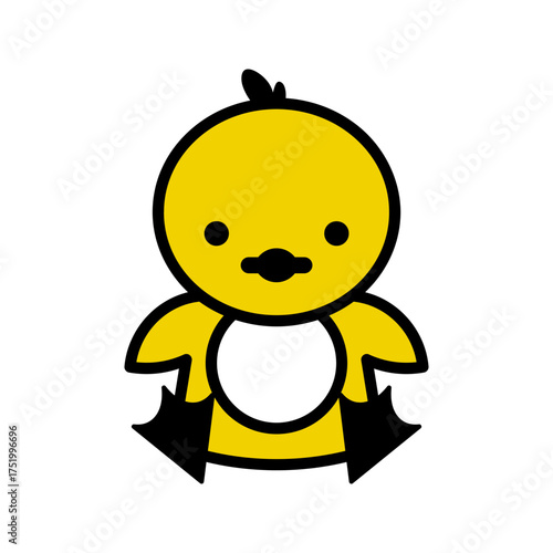 Adorable yellow duckling with big eyes, a minimalist design perfect for children's books, nursery decor, or springtime projects that need a touch of sweetness