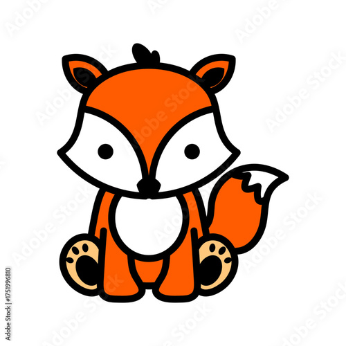 Adorable fox cub illustration, perfect for children's books, posters, or branding, bringing a touch of playful charm and delightful simplicity to designs