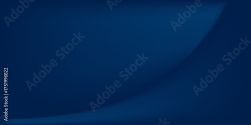 Abstract blue gradient background with smooth curved shapes and dark shadows. Fast moving 3d lines with soft shadow