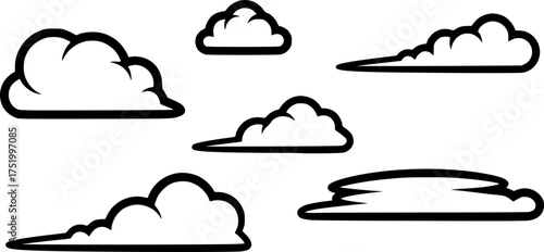 Simple outline clouds Vector illustration