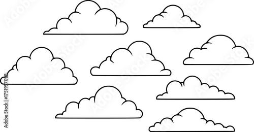 Simple outline clouds Vector illustration