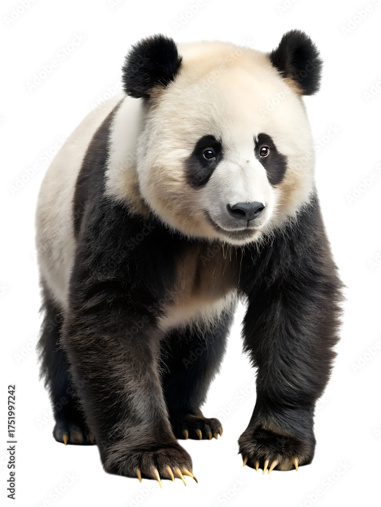 Obraz premium Giant panda bear walking side view isolated wild animal nature cute mammal