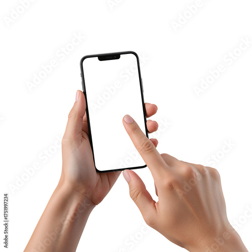 Smartphone in Hand with Blank Screen Ready for App Interface or Website Design Mockup on Black Background