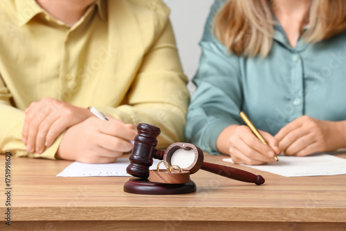 Couple with judge's gavel a...