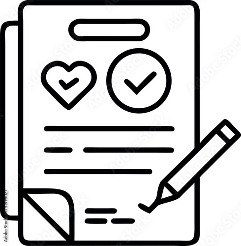 Clean line art design for consent forms and official documents isolated on white background